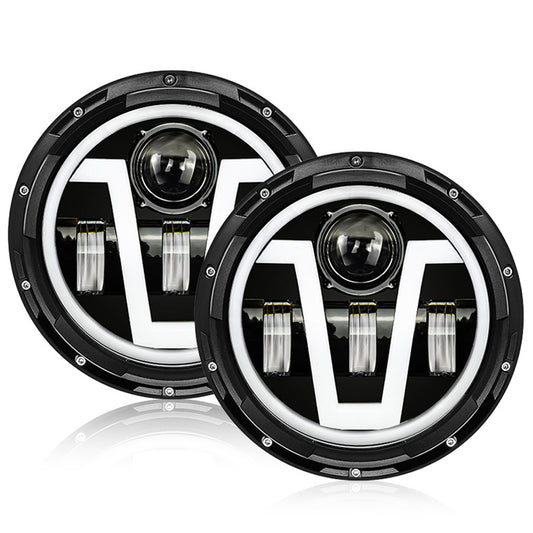 7 Inch 60W V-Shape LED Jeep Headlights with DRL & Turn Signal for 1976-2018 Wrangler CJ TJ LJ JK JKU (2Pcs/Set)