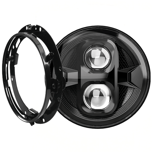7" 3D Dual Lens Projector 45W LED Headlight w/ Mounting Ring  for Harley Davidson
