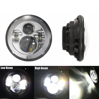 7 Inch 60W LED Motorcycle Headlight - Black & Chrome