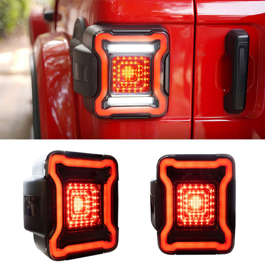 Smoked 60W LED Tail Light Assembly for 18'-25' Jeep Wrangler JL JLU 4xe
