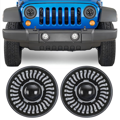 7" LED Lens Headlights with DRL & Turn Signal for 1976-2018 Jeep Wrangler CJ TJ LJ JK JKU (2pcs/set)