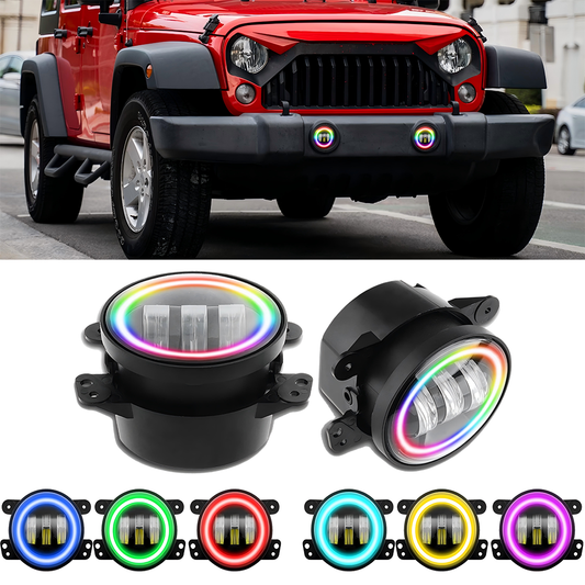 4-Inch 30W RGB LED Fog Lights for 2007-2018 Jeep Wrangler JK JLU