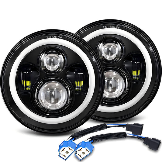 7" Halo LED Headlights + 4" Fog Lights Combo w/ DRL & Turn Signal for 07-18 Jeep Wrangler JK JKU
