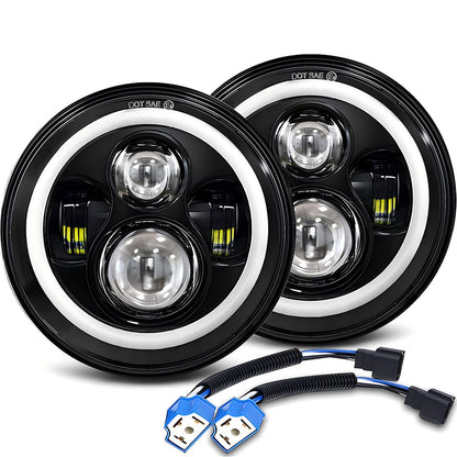 7"Halo LED Headlights with DRL & Turn Signal for 1976-2018 Jeep Wrangler CJ TJ LJ JK JKU (2pcs/set)