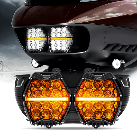 '15-'25 Harley Road Glide Dual Honeycomb 240W 5.75" LED Dual Headlight with DRL