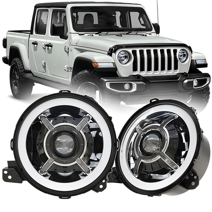 9-inch LED Headlights with DRL for 2018-2025 Jeep Wrangler JL 4xe & Gladiator (OEM Size)(2Pcs/Set)