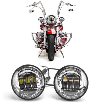 4.5" 30W Black & Chrome LED Passing Fog Lights for Harley (Pair)