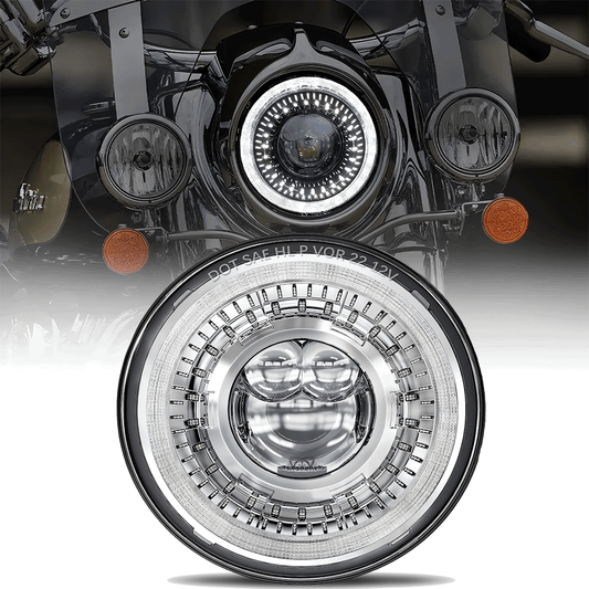 7" Lens LED Headlight w/DRL and Turn Signal for Harley (Chrome/Black)