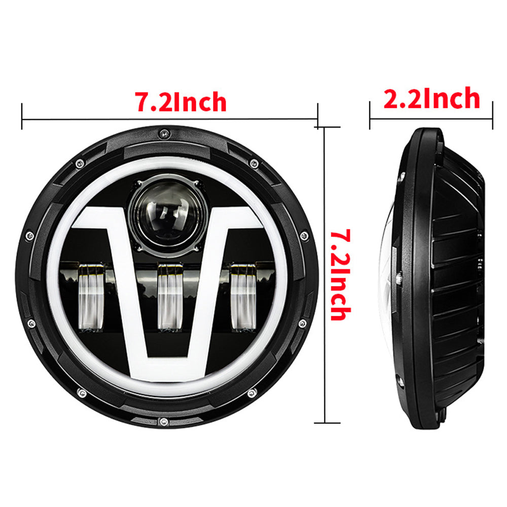 7 Inch 60W V-Shape LED Jeep Headlights with DRL & Turn Signal for 1976-2018 Wrangler CJ TJ LJ JK JKU (2Pcs/Set)
