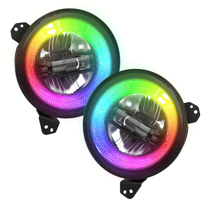 9 Inch Diamond RGB Halo LED Headlights for 18'-25' Jeep Wrangler JL 4xe & Jeep Gladiator JT (2Pcs/Set)