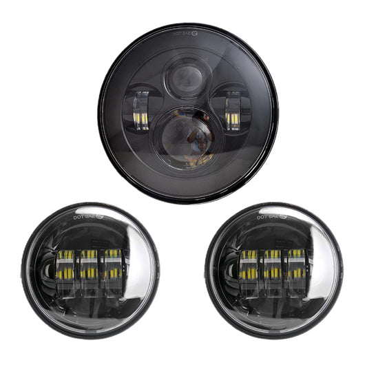 7" LED Headlight & 4.5" Auxiliary Light Combo for Harley Davidson