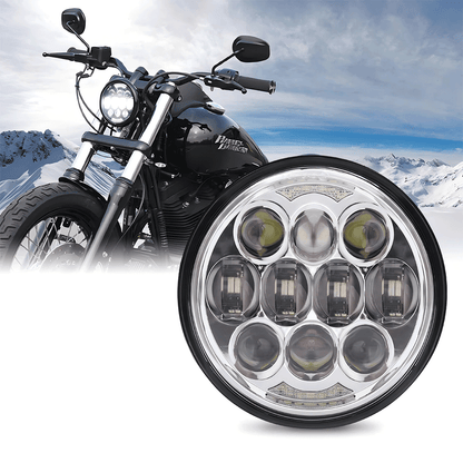 5.75 Inch 80W LED Headlight for Harley - 10 Light Beads with Bright DRL