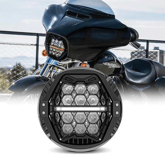 7" Honeycomb LED Headlights w/Bracket and DRL for Harley-Davidson