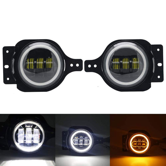 4" 60W Jeep Fog Lights with DRL & Turn Signal for '18-'25 Jeep Wrangle JL 4xe Gladiator JT
