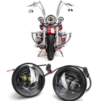 4.5" 30W Black & Chrome LED Passing Fog Lights for Harley (Pair)