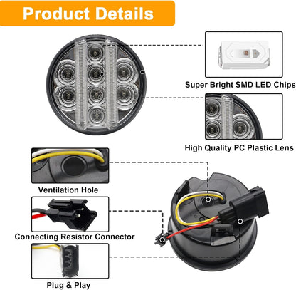 Jeep Wrangler JK Smoked/Clear Front Turn Signal Lights w/DRL and Sequential Turn Signal (2Pcs/Set)
