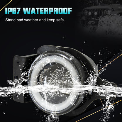 4 inch RGB Halo LED Fog Lights for '18-'25 Jeep Wrangle JL 4xe Gladiator JT (2pcs/set)