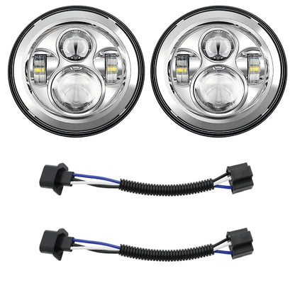 7" 60W Black/Chrome Classic Headlamp Set for (1976-2018) Jeep Wrangler JK (2Pcs/Set)