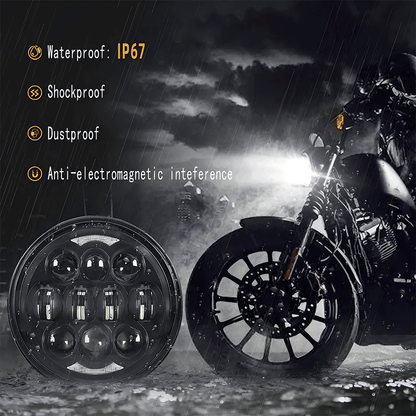 5.75 Inch 80W LED Headlight for Harley - 10 Light Beads with Bright DRL