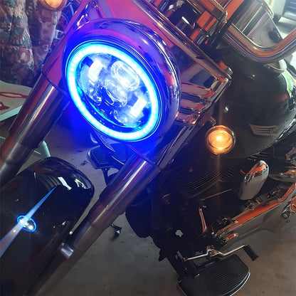 7" RGB LED Headlight with Wireless Remote for Harley Motorcycles