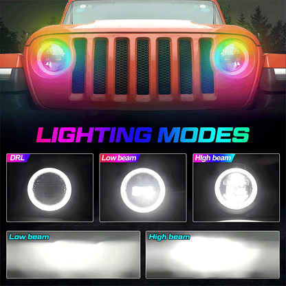 9 Inch Diamond RGB Halo LED Headlights for 18'-25' Jeep Wrangler JL 4xe & Jeep Gladiator JT (2Pcs/Set)