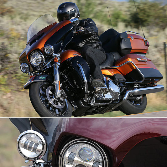 7" LED Headlight + 4.5" Passing Fog Lights Kit with Bracket Ring for Harley Davidson Motorcycles