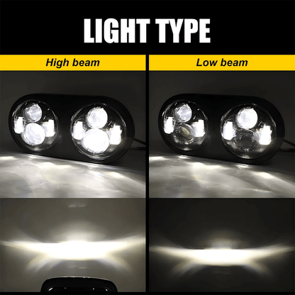 5.75" LED Headlights Dual Lens 105W Chrome/Black for Harley '98-'13 Road Glide