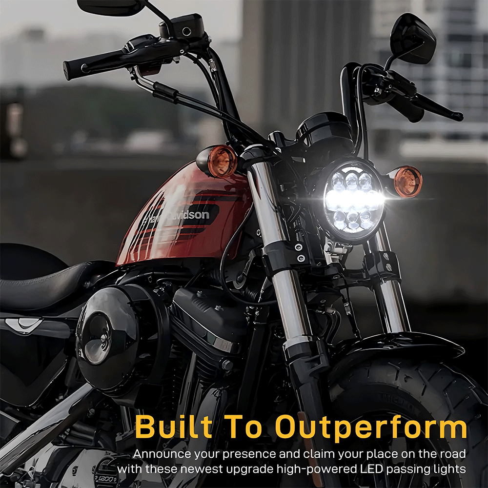 5.75 Inch 80W LED Headlight for Harley - 10 Light Beads with Bright DRL