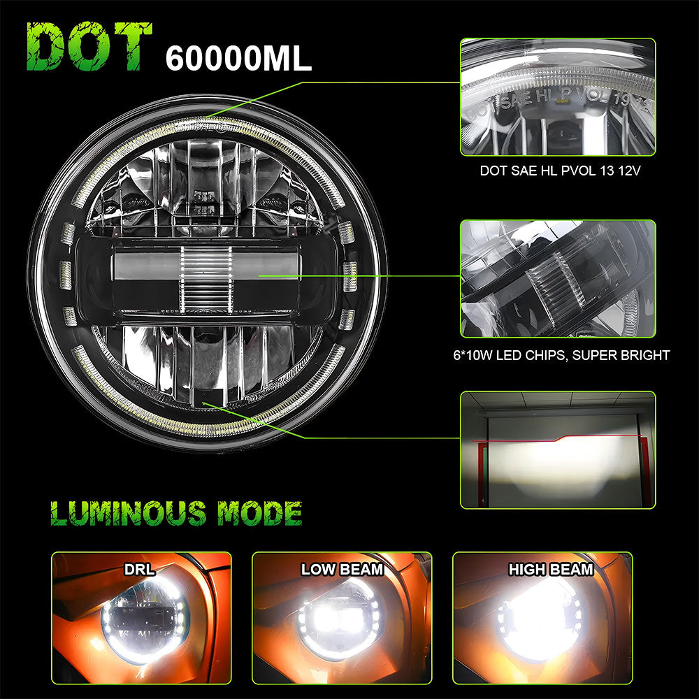 5.75"80W King Kong LED Headlight w/ DRL for Harley Davidson