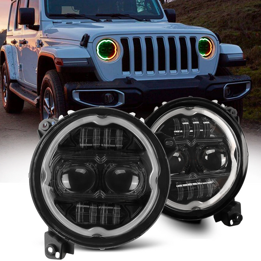9 inch LED Headlights with DRL and Amber Turn Signals for 18'-25' Jeep Wrangler JL 4xe & Jeep Gladiator JT (2Pcs/Set)