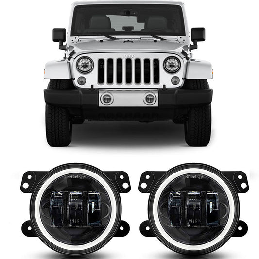 4 inch 30W LED Fog Lights with DRL and Amber Turn Signal for 2007-2018 Jeep Wrangler JK JKU (2Pcs/Set)