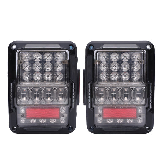 07"-18" Jeep Wrangler JK DOT 30W Black LED Tail Lights EMC Build-in (2Pcs/Set)