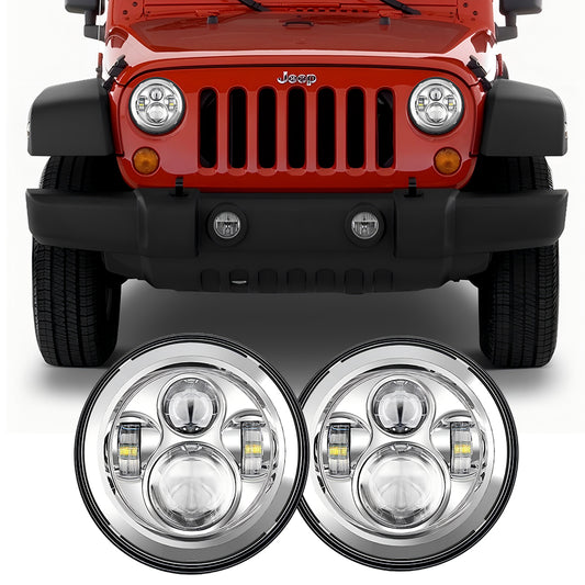 7" 60W Black/Chrome Classic Headlamp Set for (1976-2018) Jeep Wrangler JK (2Pcs/Set)