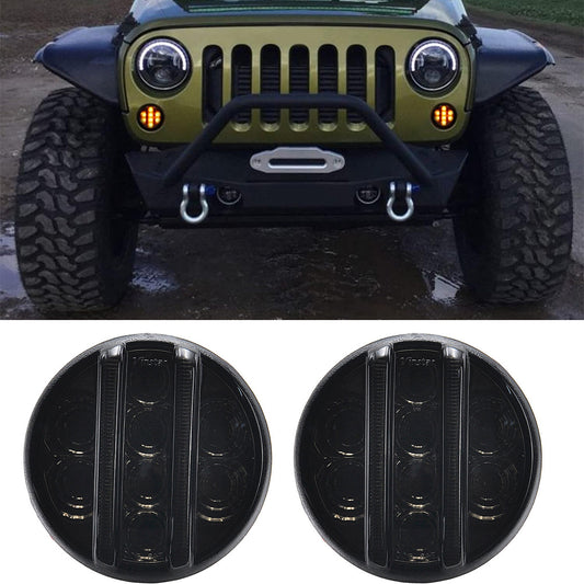 Jeep Wrangler JK Smoked/Clear Front Turn Signal Lights w/DRL and Sequential Turn Signal (2Pcs/Set)